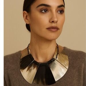 Peruvian Soul Bib Statement Necklace Horn Geometric Boho‎ Chic Handmade Unique
